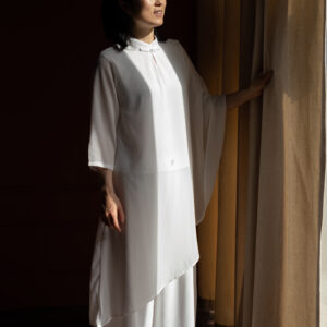 White Chiffon Set with Trousers  